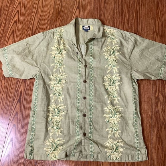 Tommy Bahama Men’s Medium Vintage‎ Cotton Pineapple Pattern Hawaiian Shirt - Picture 1 of 6